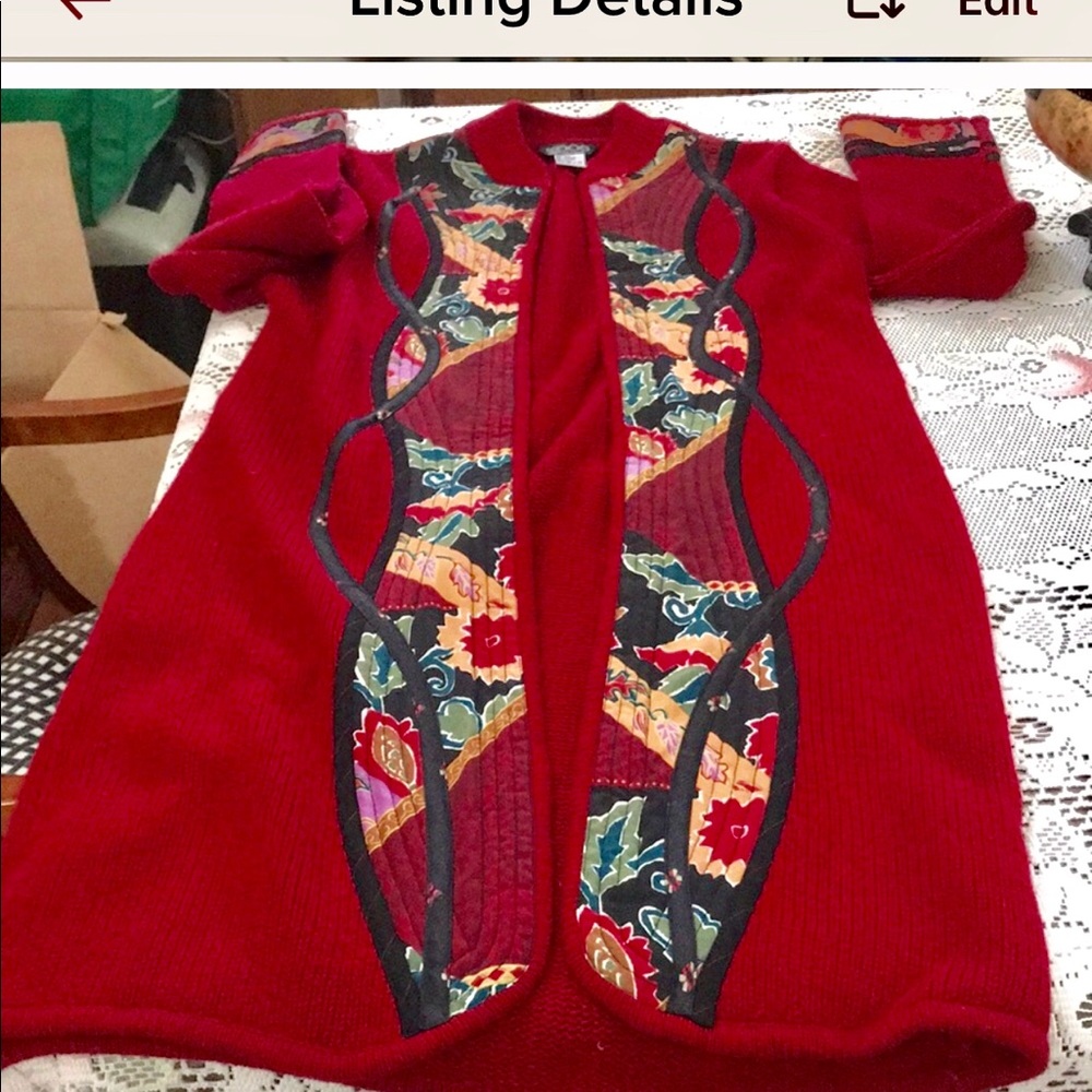 Jacket / coat stretch knit KOOS burgandy red